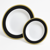 Elegant Black & Gold Bordered Premium Plastic Plate Set